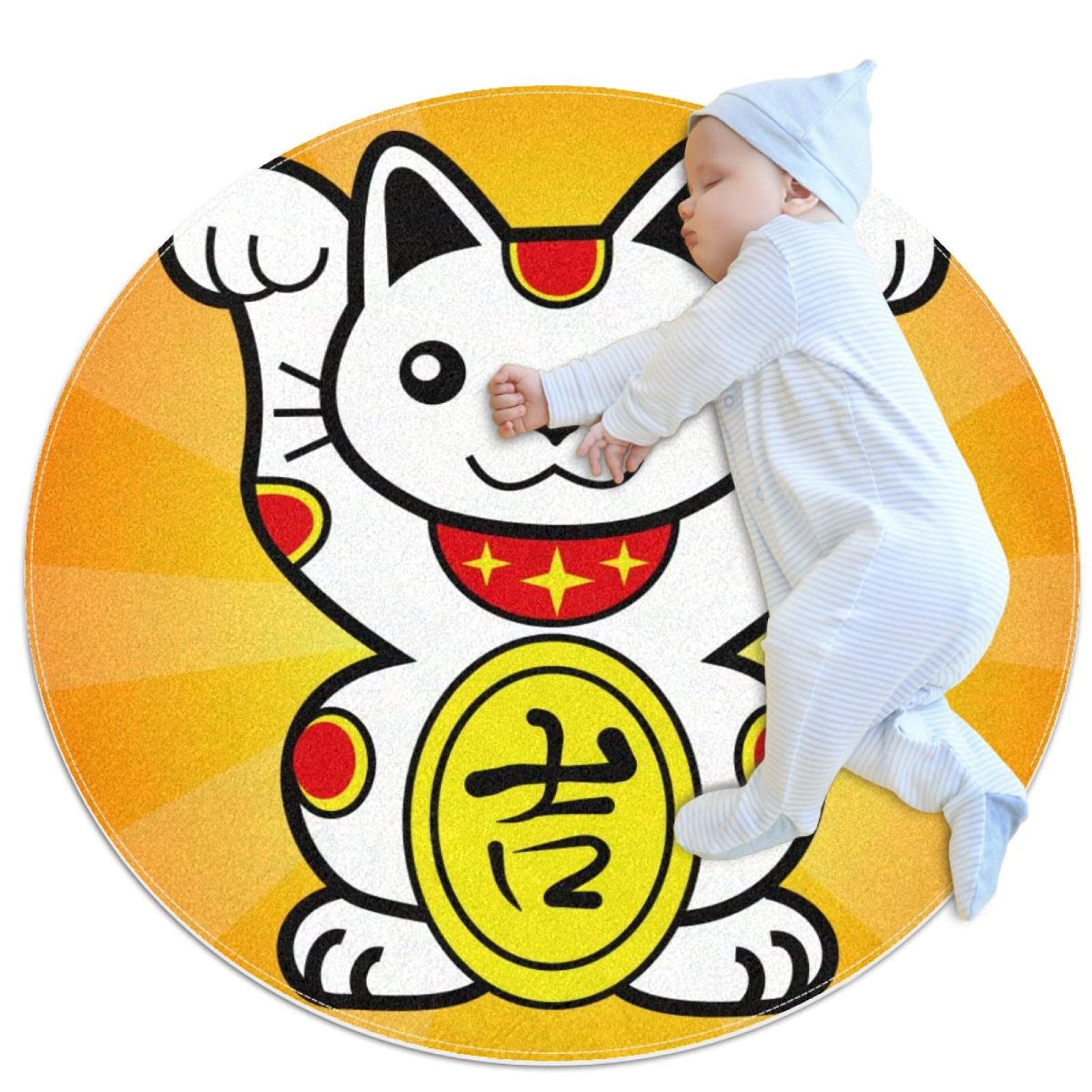 Tapis de salle de bain jaune rond 1m petit tapis chambre et salon chat