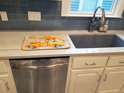 Miniatura 3 de Caroline's Treasures CK2636DDM Tapete de secado de platos de cosecha de otoño de Husky siberiano, tapete absorbente de secado de platos para