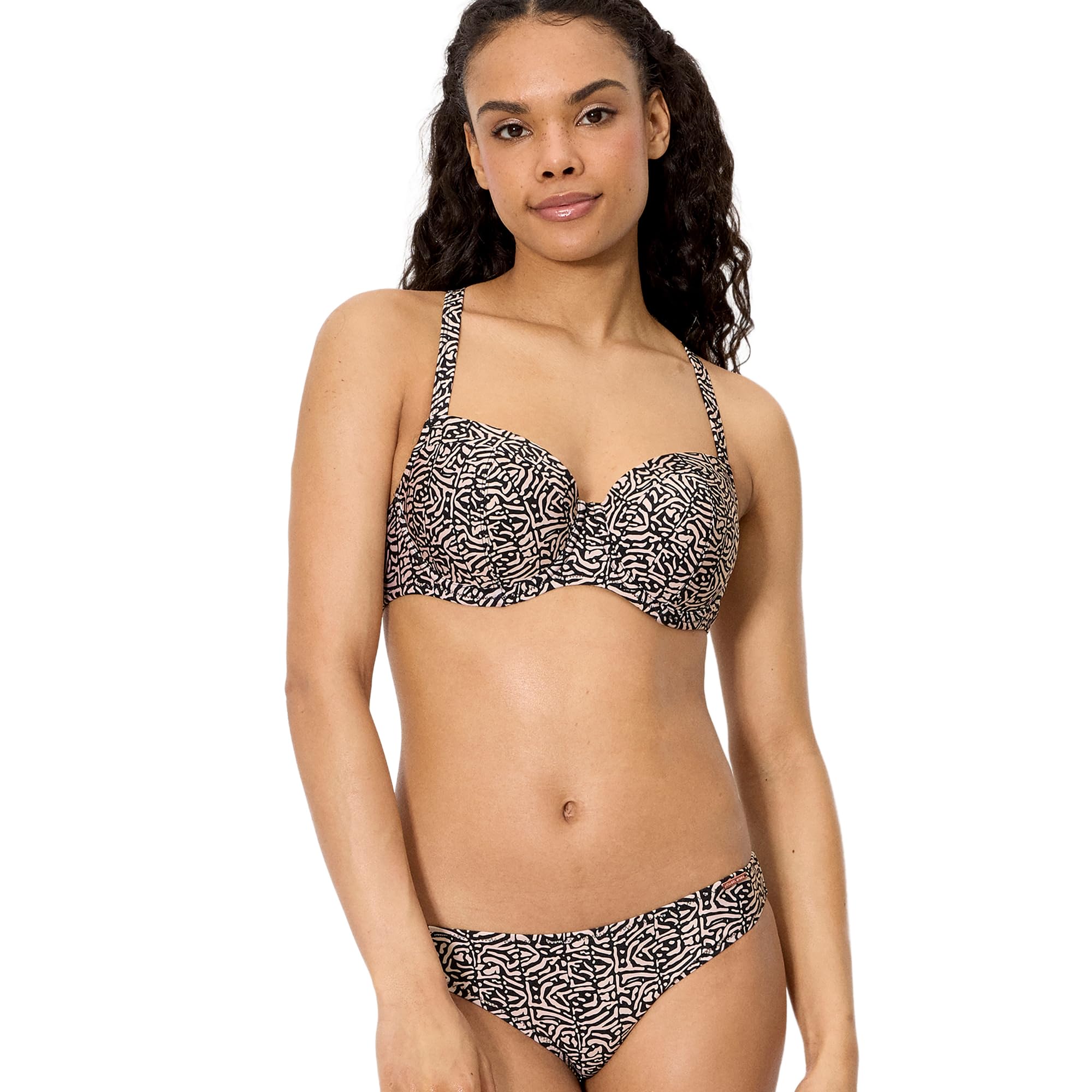 YSABEL MORA. Top Bikini Estampado con Brillo Copa C. Top Bikini con Aro Y Relleno con Tirantes Regulables Multiposición En La Espalda. Tejido con Acabado Brillante. Colección Coast.