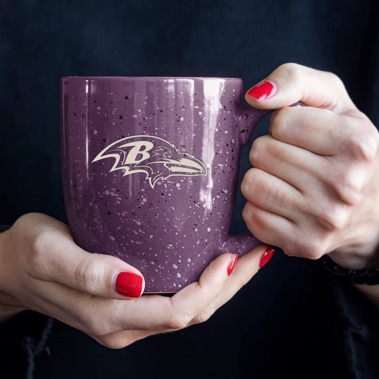 Rico Industries NFL Football 16 oz Team Color Laser Engraved Speckled Ceramic Coffee Mug - Image 4
