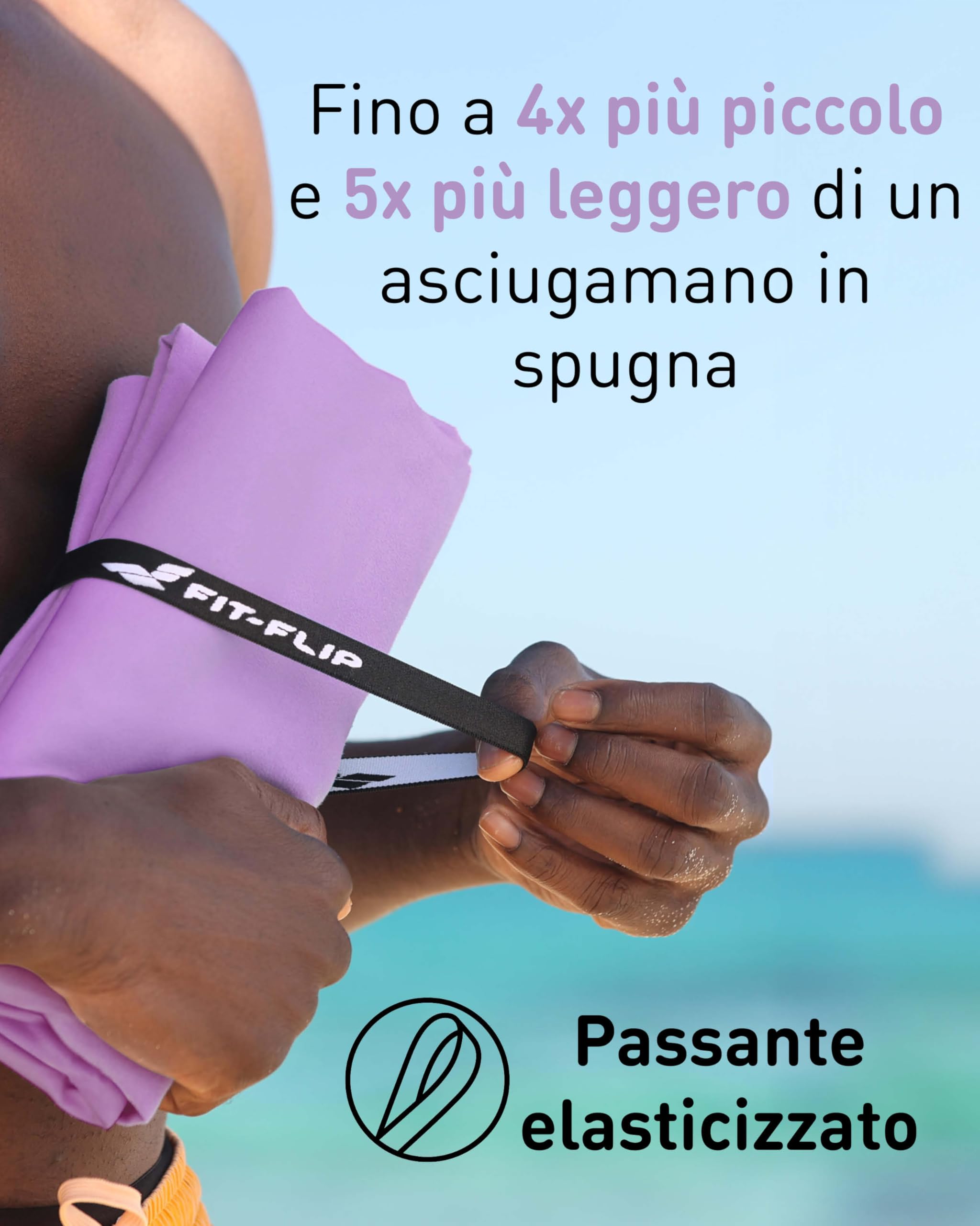 Fit-Flip Asciugamani microfibra - il perfetto telo mare microfibra grande - asciugamano palestra compatto e ultraleggero - asciugamano microfibra - ottimale per viaggio, sport e palestra