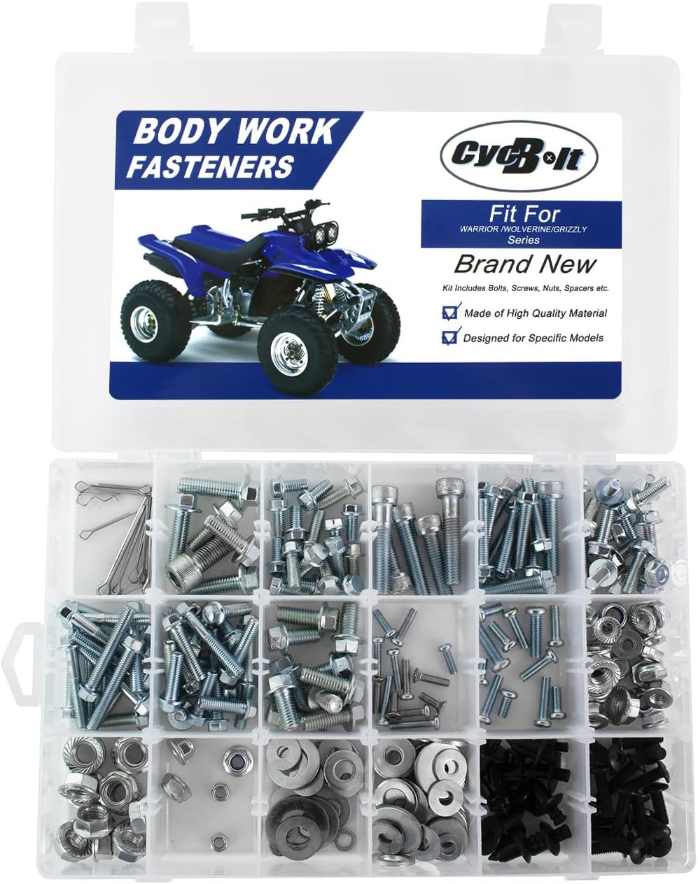 260 PCS ATV Body Bolts Kit Fit for Warrior/Wolverine 350, Grizzly 70 80 90 125 300 350, Grizzly Hunter 400 450 550 600 660 700 Body Work Screw Bolt Screws Fasteners Set