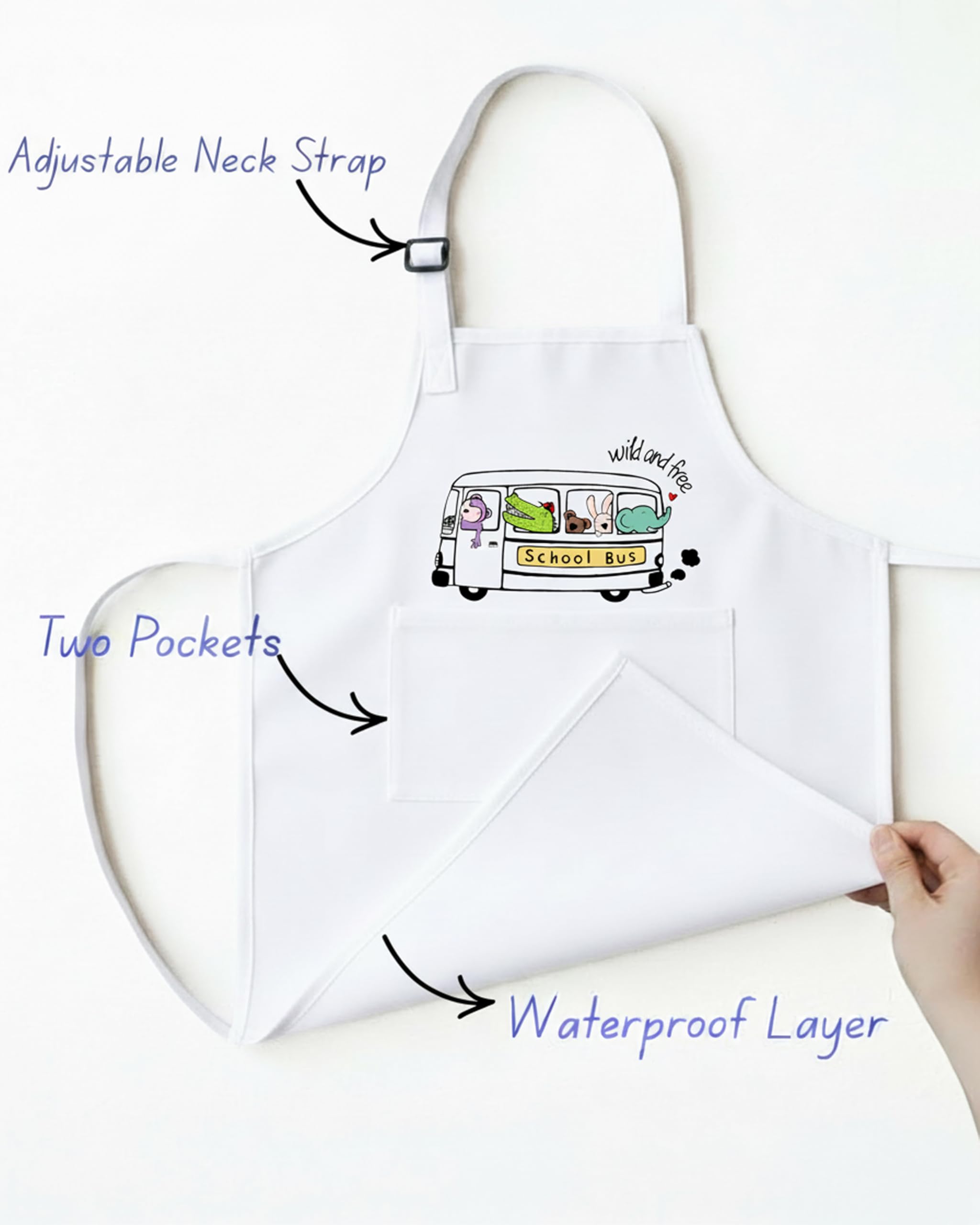 RUSTIQUE LINENS Kids Waterproof Apron with Free Chef Hat – 100% Polyester & AQUAVENTISM™ Breathable Membrane | Water-Resistant, Easy Clean | Ages 4–7 | Ideal for Arts, Crafts & Cooking 1