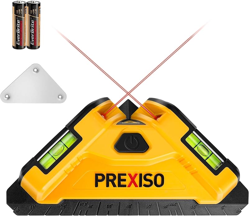 Square Laser, 30Ft Flooring Laser Level, Tile Laser Line Projection | Angle 90° Magnetic Leveling Tool, Floor Laser Level Built-In 2 Bubble Vials, Wall Panel Stand for Installation, Construction