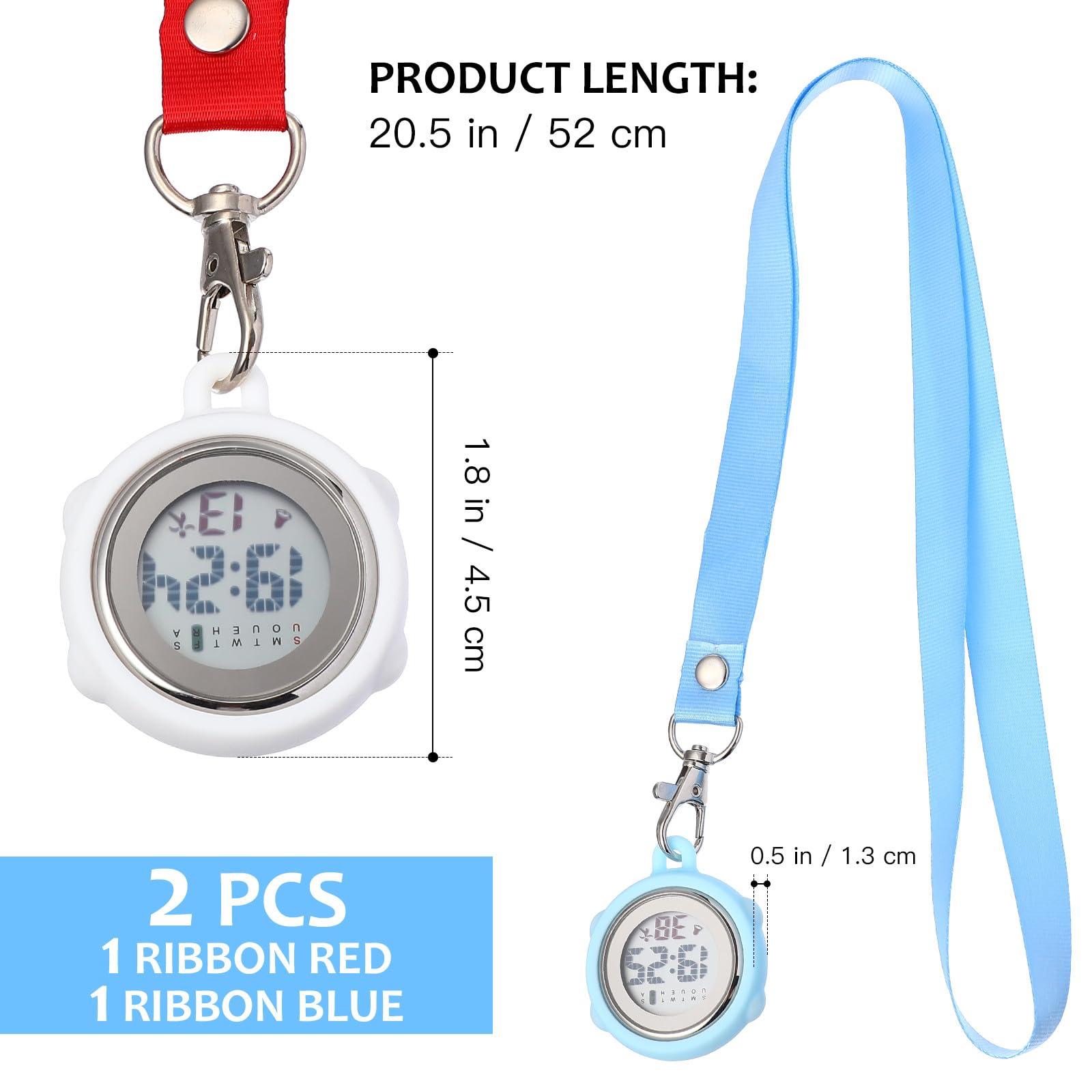 Montre Infirmière Design Simple et Portable Clip Numérique avec Écran Large, Bracelet à Boucle, Chronomètres Électroniques Précis pour Infirmières et Personnels Soignants