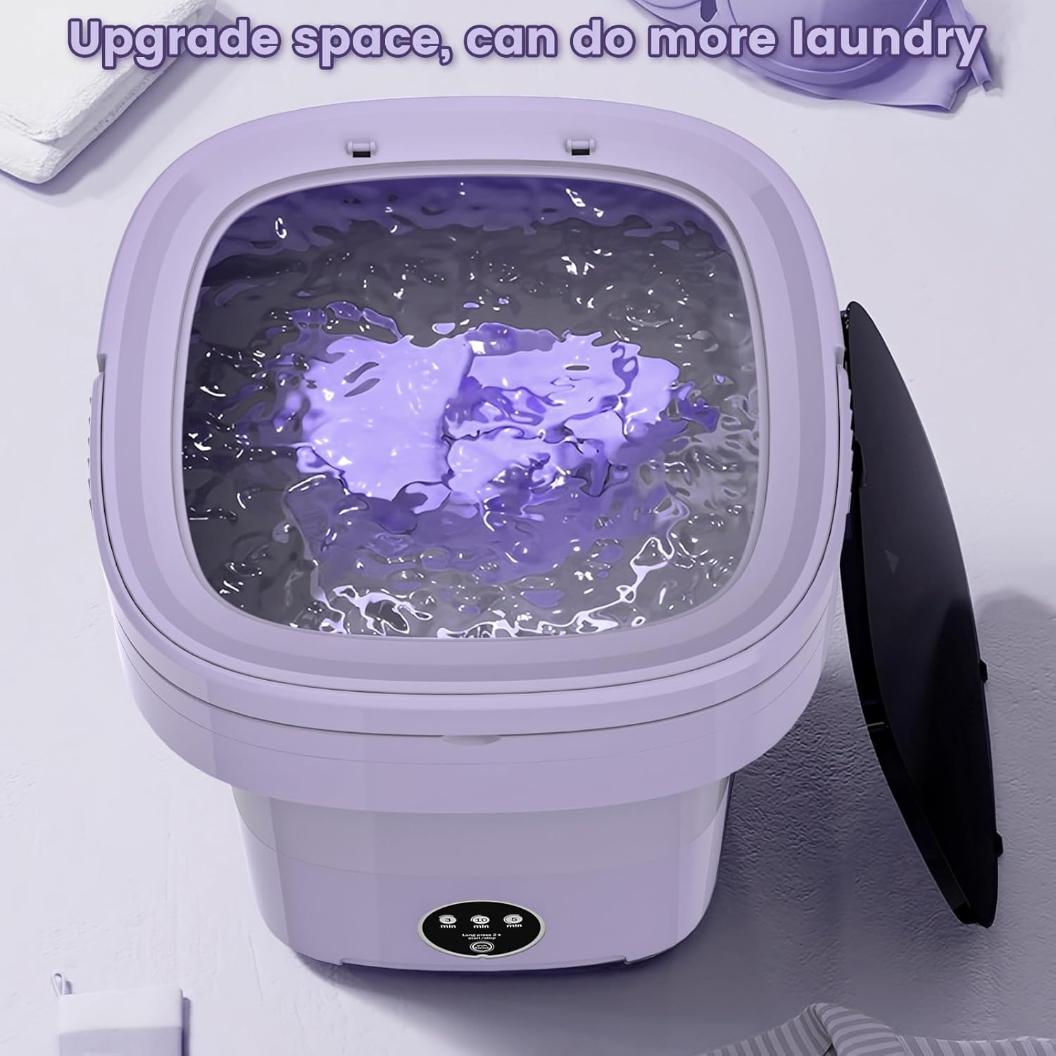 Portable Washing Machine, 11L Large Capacity Mini Washer for Underwear & Socks, Compact Travel Washer for Apartment, RV, Camping, and Laundry