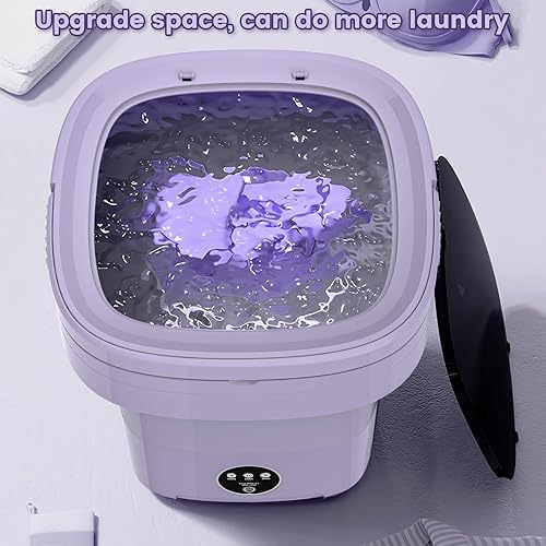 Miniatura 3 de Lavadora portátil, mini lavadora de gran capacidad de 11 L para ropa interior y calcetines, lavadora de viaje compacta para apartamento, RV,
