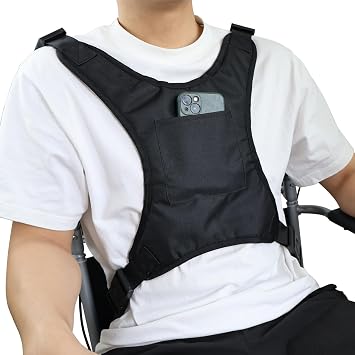 Wheelchair Seat Belt, Wheelchair Harness for Adults, Torso Support Vest Restraint, Safety Belt for Elderly, Vest Soft Chest Restraint with Adjustable Straps to Prevent Sliding
