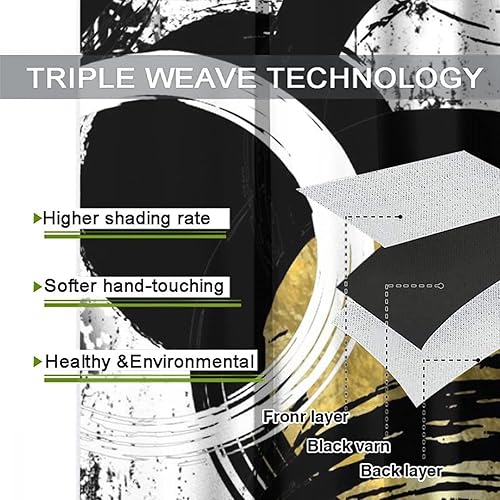 Miniatura 7 de Cortinas opacas abstractas modernas de color blanco y negro, textura geométrica, pintura al óleo, con ojales, juego de tratamiento de ventana,