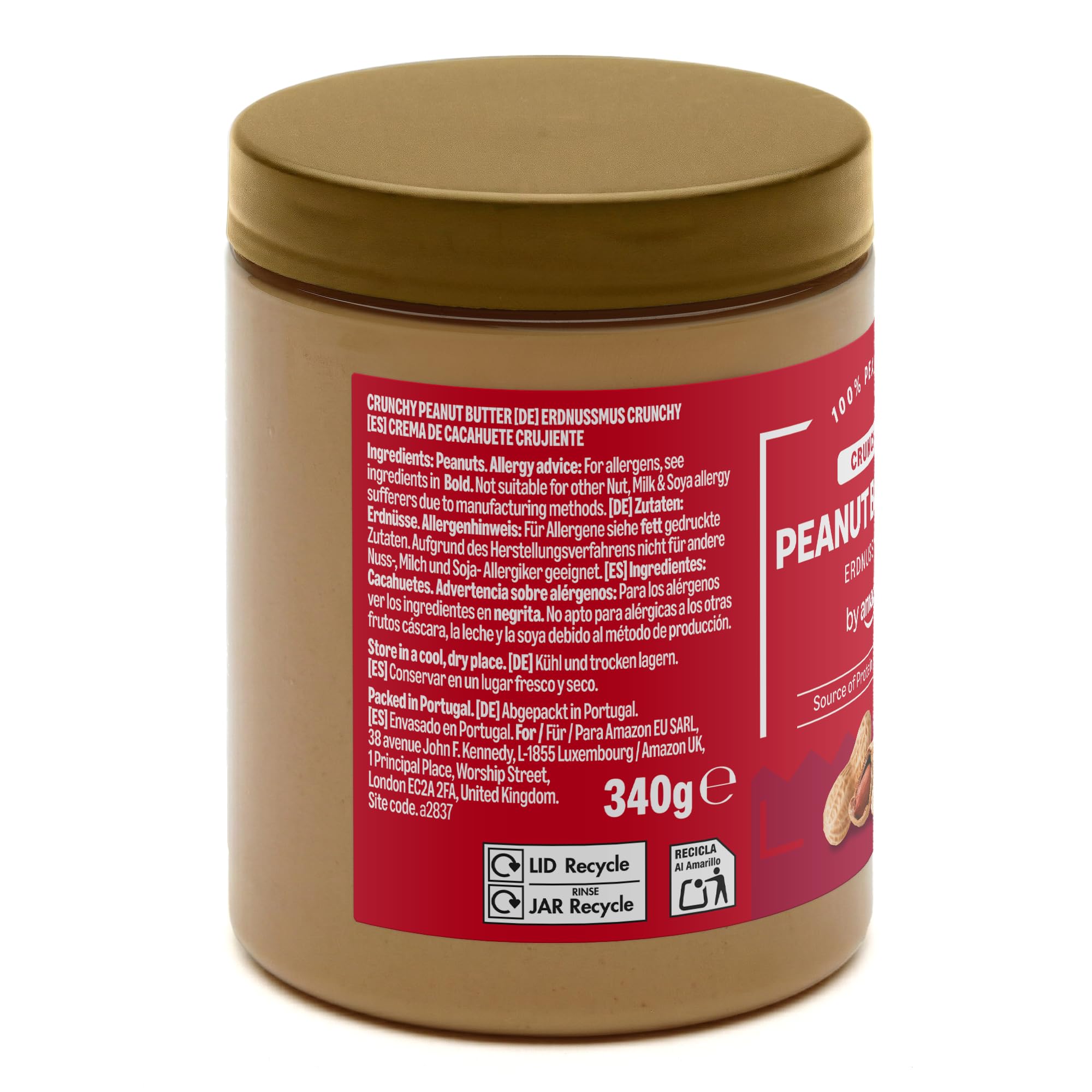 by Amazon Crema De Cacahuete Crujiente, 340g