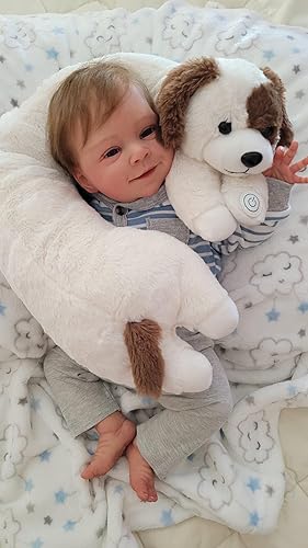 Miniatura 5 de Anano Reborn Baby Boy Eyes Open Smiling 18 pulgadas Life Like Baby Dolls That Look Real Life Baby Dolls Girl Muñeca bebé de silicona gordita cuerpo