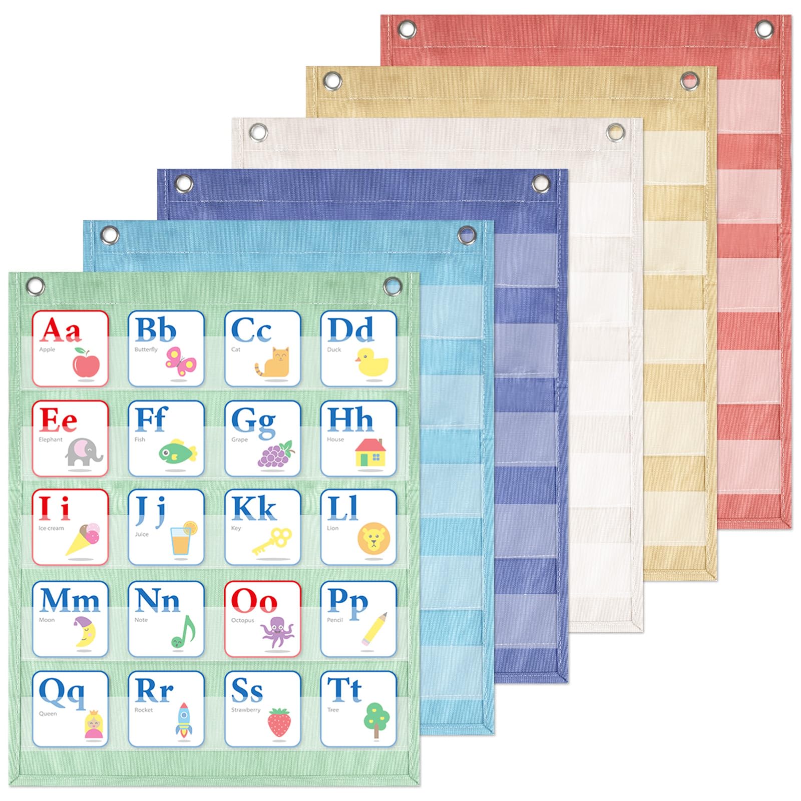 Qyeahkj 6Pcs Classroom Magnetic Pocket Chart Mini Hanging Scheduling Pocket Chart Management Back to School Resources for Preschool Kids Sentence Strips Cards Home Office Supplies 17 x 14in