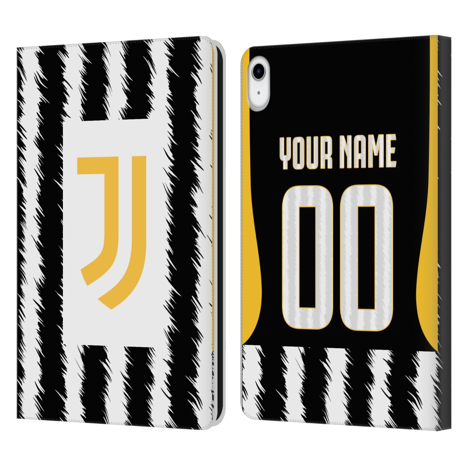 Head Case Designs Officially Licensed Custom Customized Personalized Juventus Football Club Home 2023/24 Match Kit Leather Book Wallet Case Cover Compatible with Apple iPad 10.9 (2022)