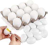 Vista 9 de Huevos de Pascua de 18 piezas, huevos de madera blancos, huevos decorativos lisos de tamaño real para niños, pintura de Pascua DIY tu propia