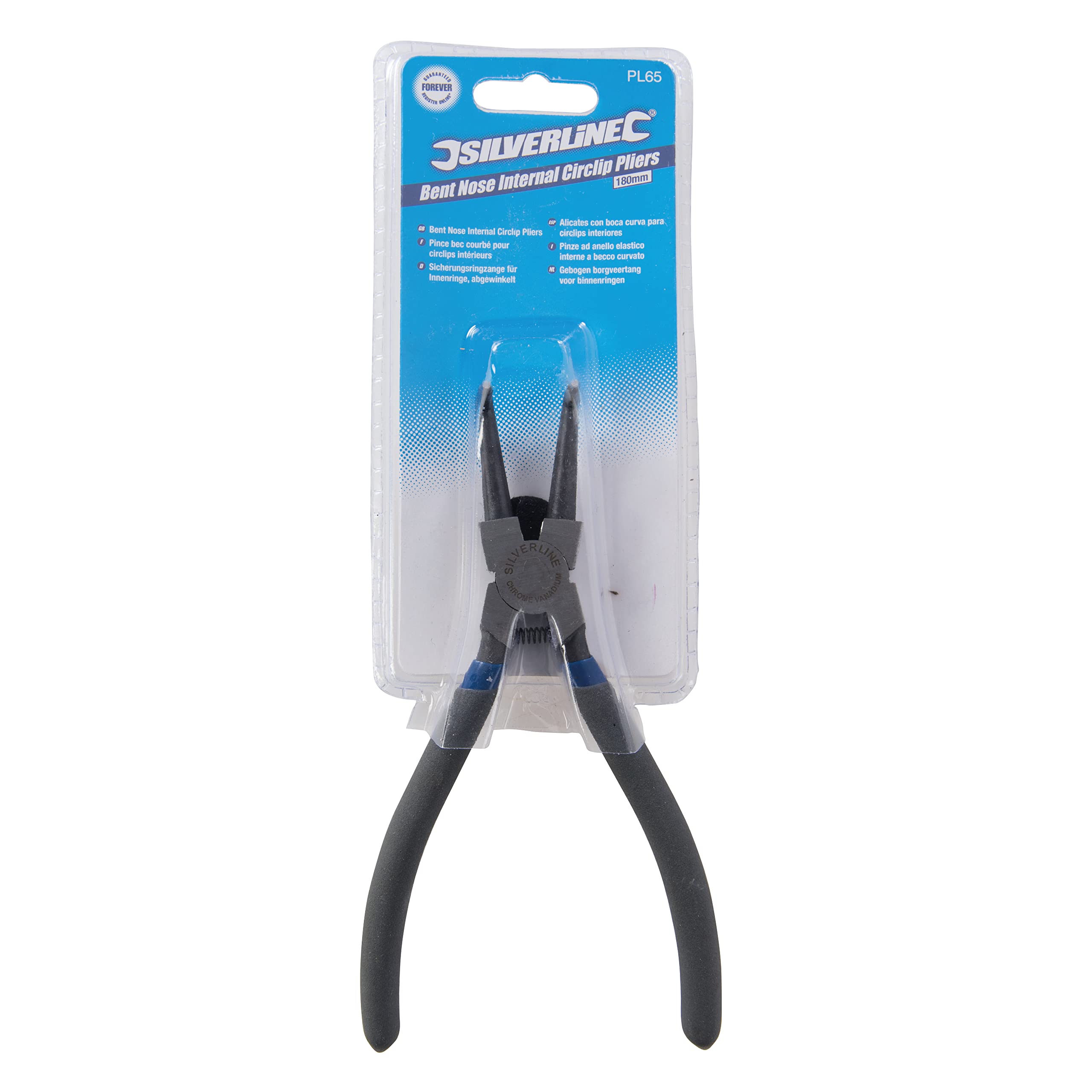 Pince à Circlips Intérieurs Silverline 180 Mm - Bec Courbé, Poignées PVC