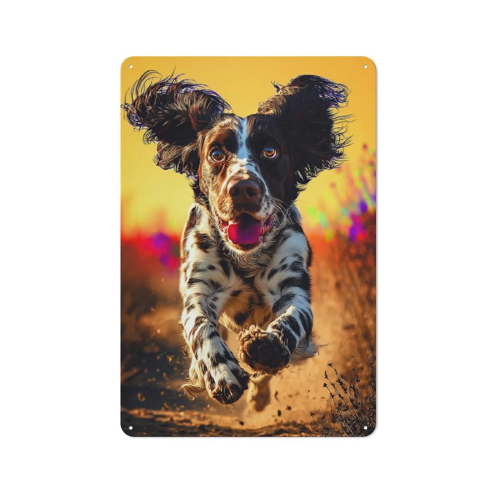 Junmoney Springer Spaniel In Motion -5 Vintage Metal Plaque 30X20cm For Café Or Restaurant, A Decorative Gift For A Newly Furnished Café And Restaurant