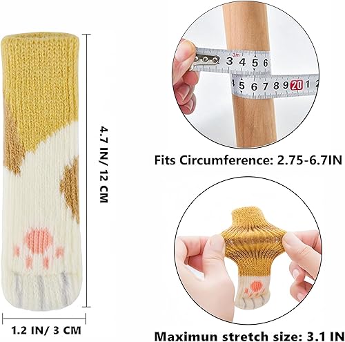 Vista 8 de 16 calcetines para sillas de patas de gato para suelos de madera dura, calcetines de patas de silla, protectores de suelo de muebles de punto