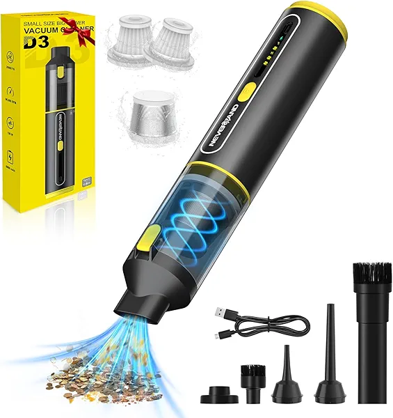 NEVERLAND Car Vacuum - 20000Pa Powerful Suction Mini Vacuum Cleaner Blowing & Inflating 4-in-1 Portable Vacuum Cordless for Car, Office Desk, Keyboards
