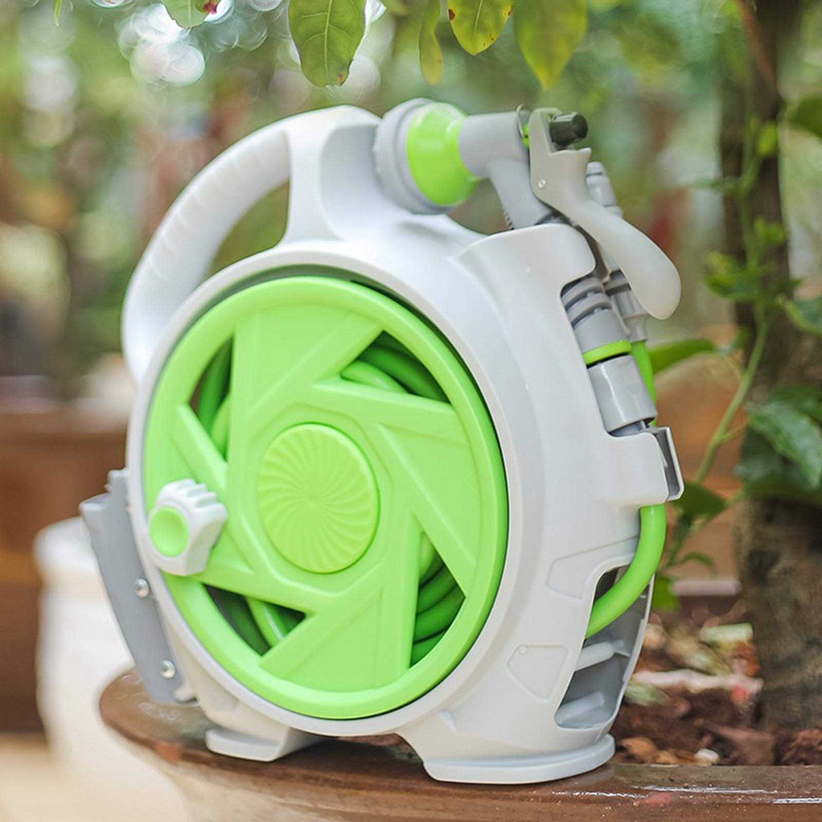Carro Portátil Rociador Manguera Tubo Agua Organizador Compacto Material PP Adecuado para Limpieza de Ventanas Patios Lavado de Coches Riego de, Verde