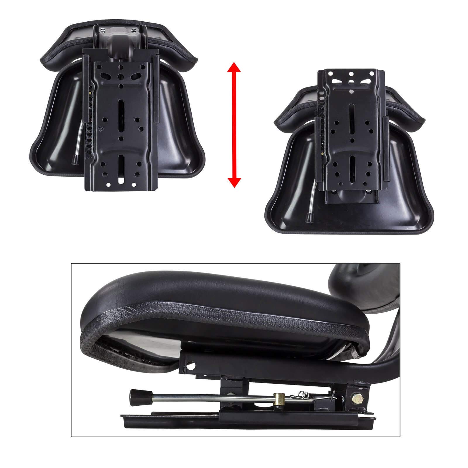 DEMA Universal Traktorsitz Schleppersitz Eco OF – Robuster Traktorsitz, Belastbar bis 130 kg, Schwarz