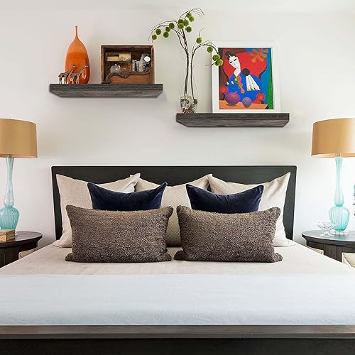 Vista 93 de QEEIG Estantes flotantes para pared de 23.6 pulgadas de largo, estante montado en la pared, baño, cocina, sala de estar, dormitorio, granja, B.