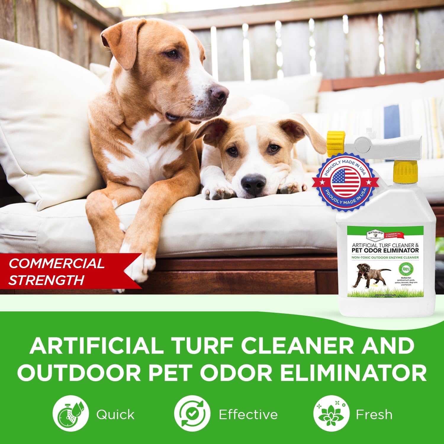Stuart Pet Supply - Limpiador de césped artificial y concentrado eliminador de olores de mascotas al aire libre es ideal para patios, césped artificial y patios, gran eliminador de olores de patio