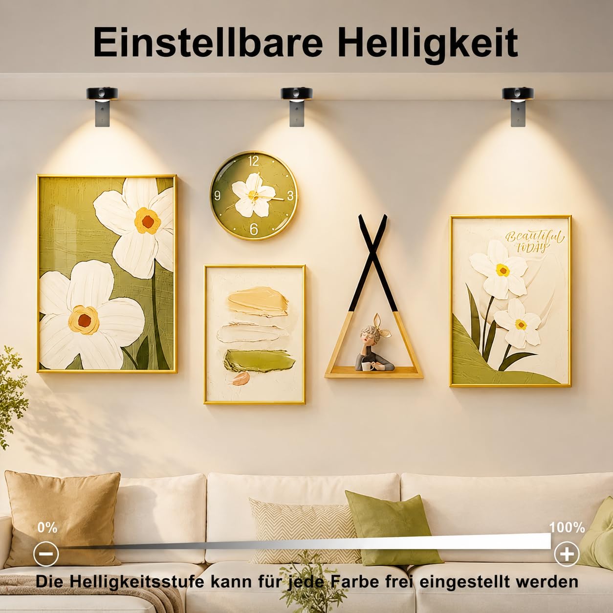 Starxing Kabellose Bildleuchte 3Pack, 2000mAh Wiederaufladbare Bilderleuchten, 16 RGB LED Licht Dimmbar, Dart Lampe Fernbedienung für Wanddekoration (Schwarz)