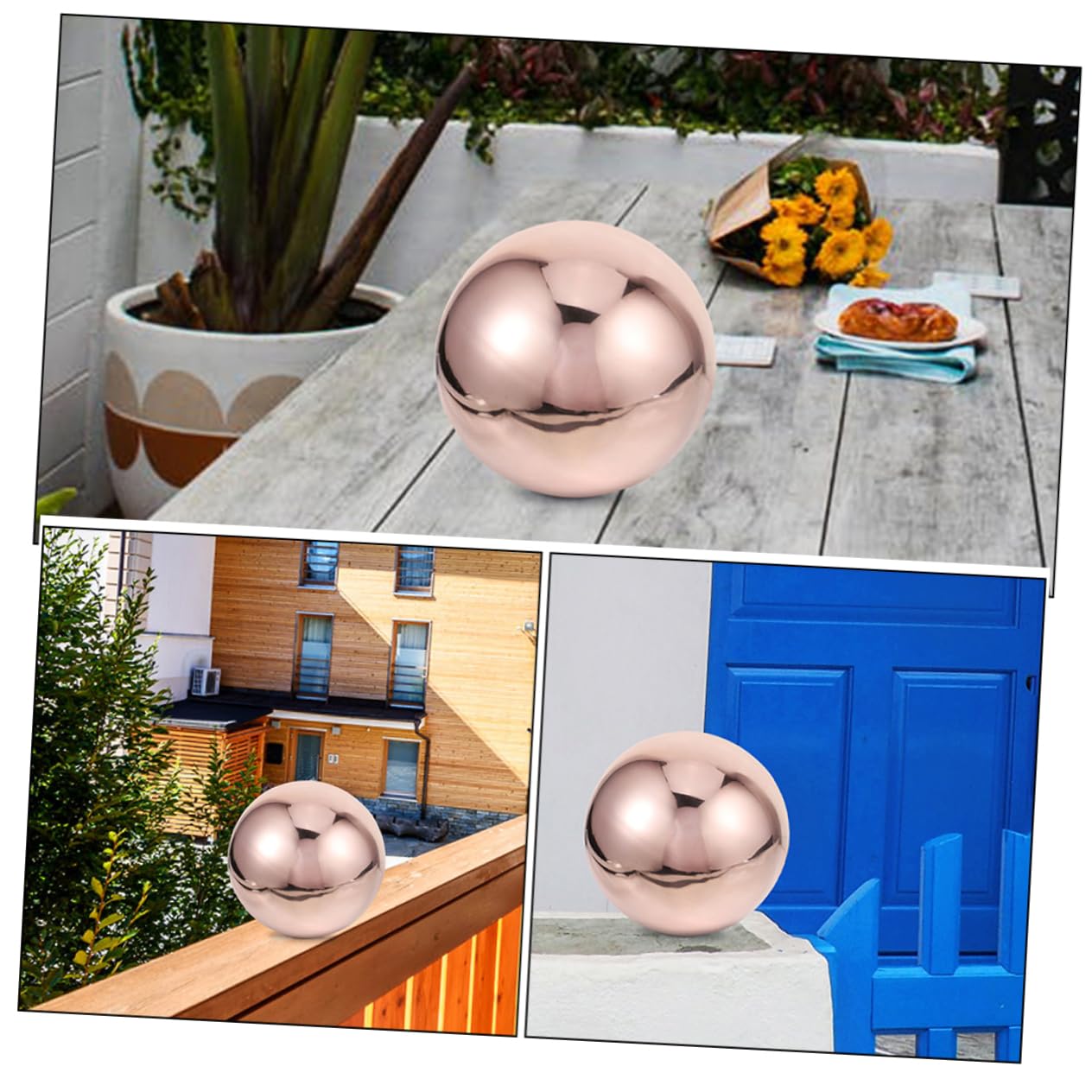 Hemobllo Sfera Decorativa da Giardino in Acciaio Inox 304 Rosa Oro
