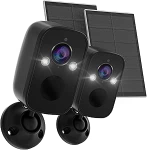 Rraycom 2Pack Wireless Battery-Powered Security Camera Outdoor with Solar Panel, 2K QHD, Color Night Vision, 130° Viewing Angle, AI Motion Detection, 2-Way Talk, Cloud/SD Storage asin的图片