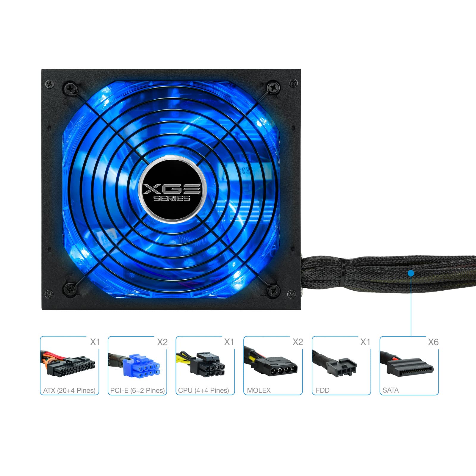 TooQ TQXGEII-700SAP - Alimentatore da gioco (700W, PFC attivo, ATX 12V V2.31) Certificazione 80 Plus Bronzo, ventola a led spenta, colore nero