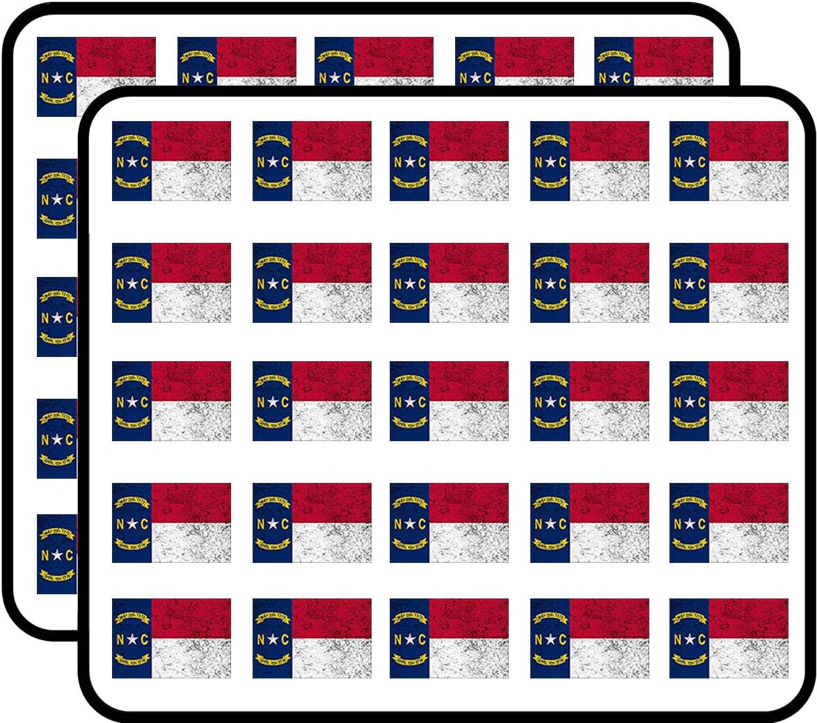 Vintage North Carolina Flag (nc Old Distressed) Sticker for Scrapbooking 1" 50 Pack Stickers Waterproof Vinyl Decals