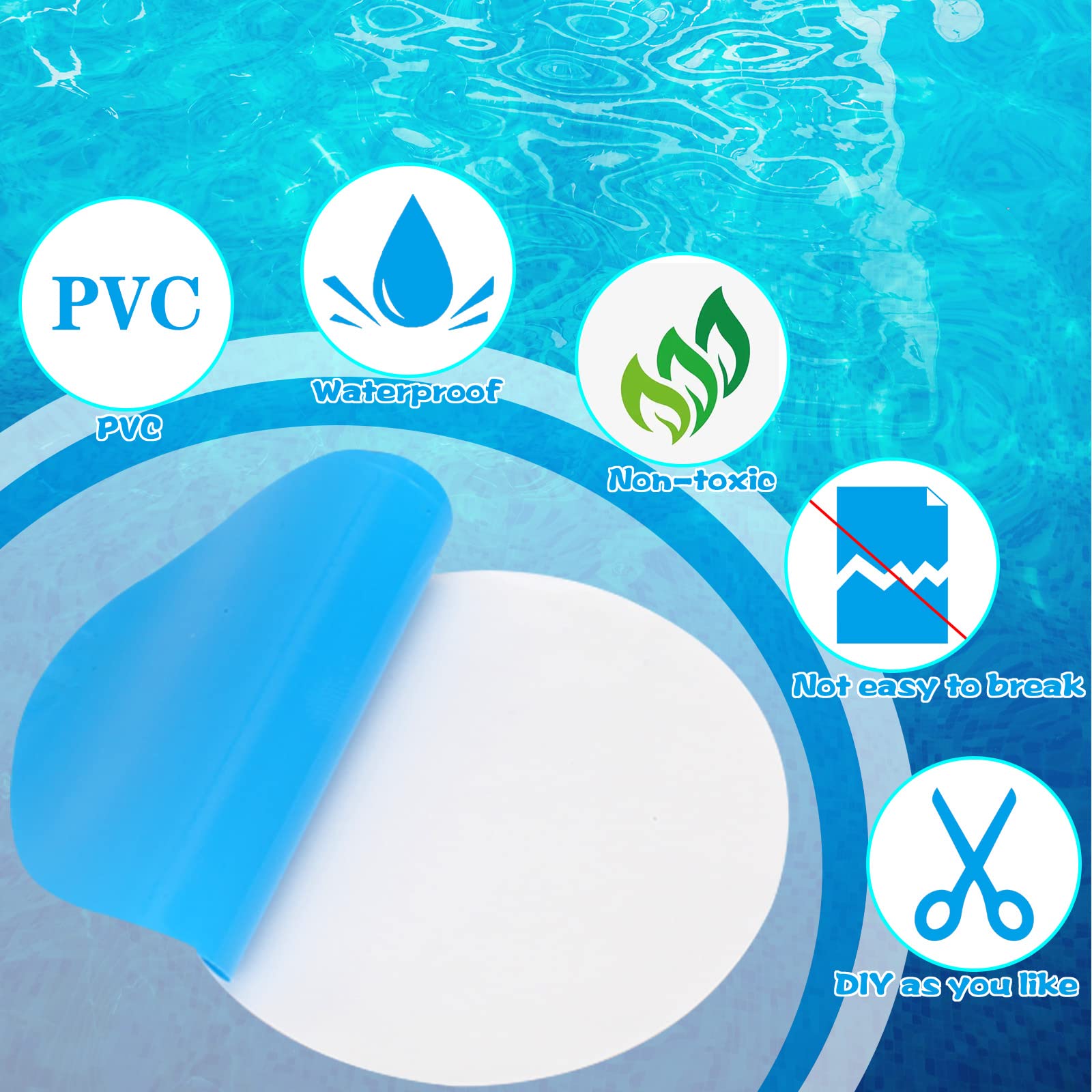 KATELUO Kit 20 Patchs Réparation Auto-Adhésifs PVC - Bleu Pour Piscine Gonflable, Spa, Bateau Et Ballons De Plage