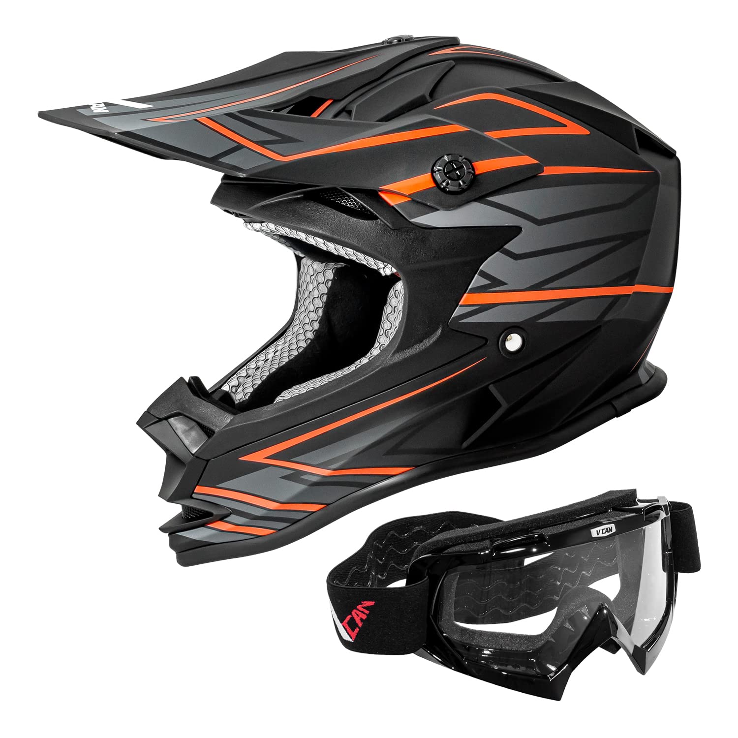 VCAN VX38 Adults ATV Motorcross Offroad Dirt Bike Motorcycle Downhill Helmet with Goggle DOT Approved