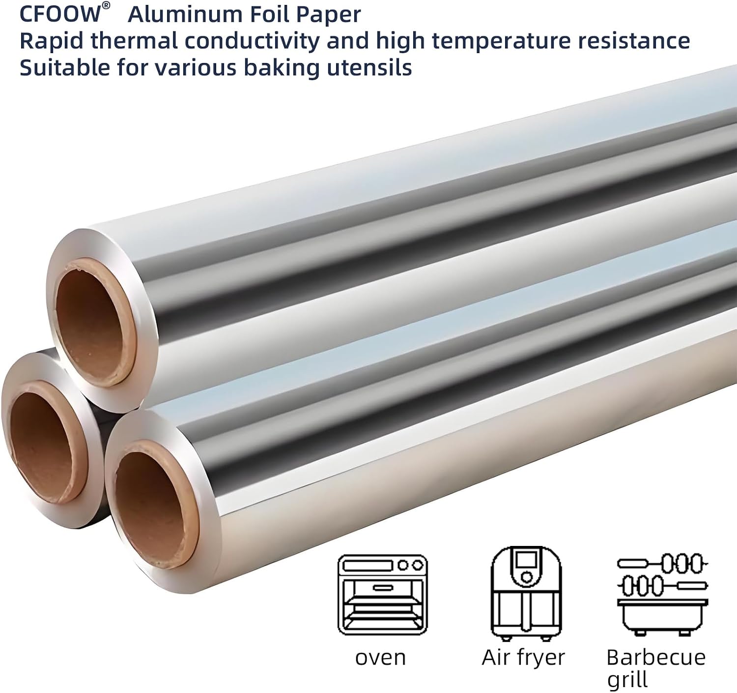 Heavy Duty Aluminum Foil, 20 μm Extra Thick, 12 in Wide, 200 sq ft Long Roll, Non-Stick, Tear-Resistant for Baking, Grilling, BBQ, Food Storage & Wrapping – Commercial Grade for Home & Kitchen