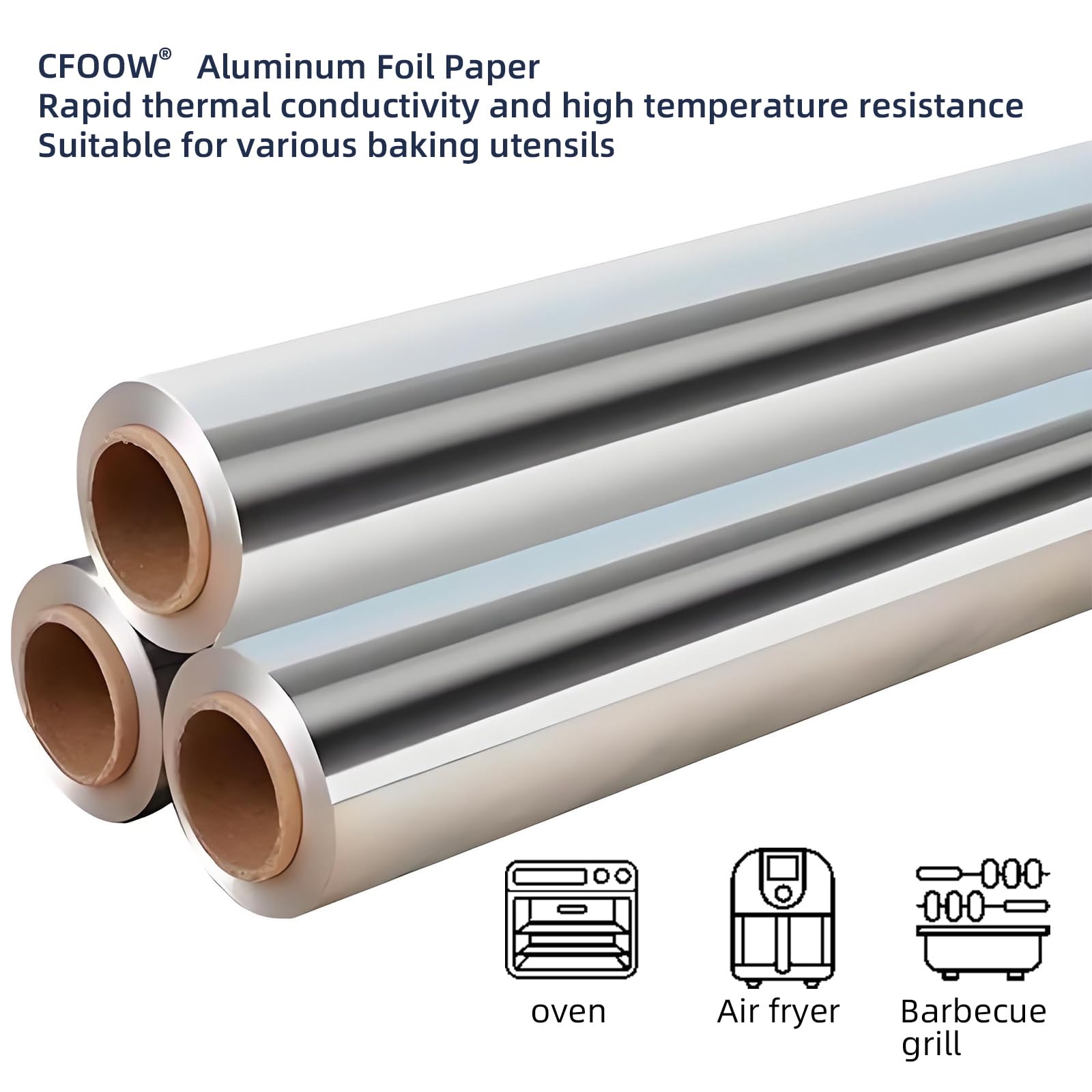 Carta Alluminio Extra Resistente – Spessore 20 Micron – 30 cm x 60 m – Per Airfryer, Forno & Barbecue – Con Taglierino Integrato – Qualità Professionale