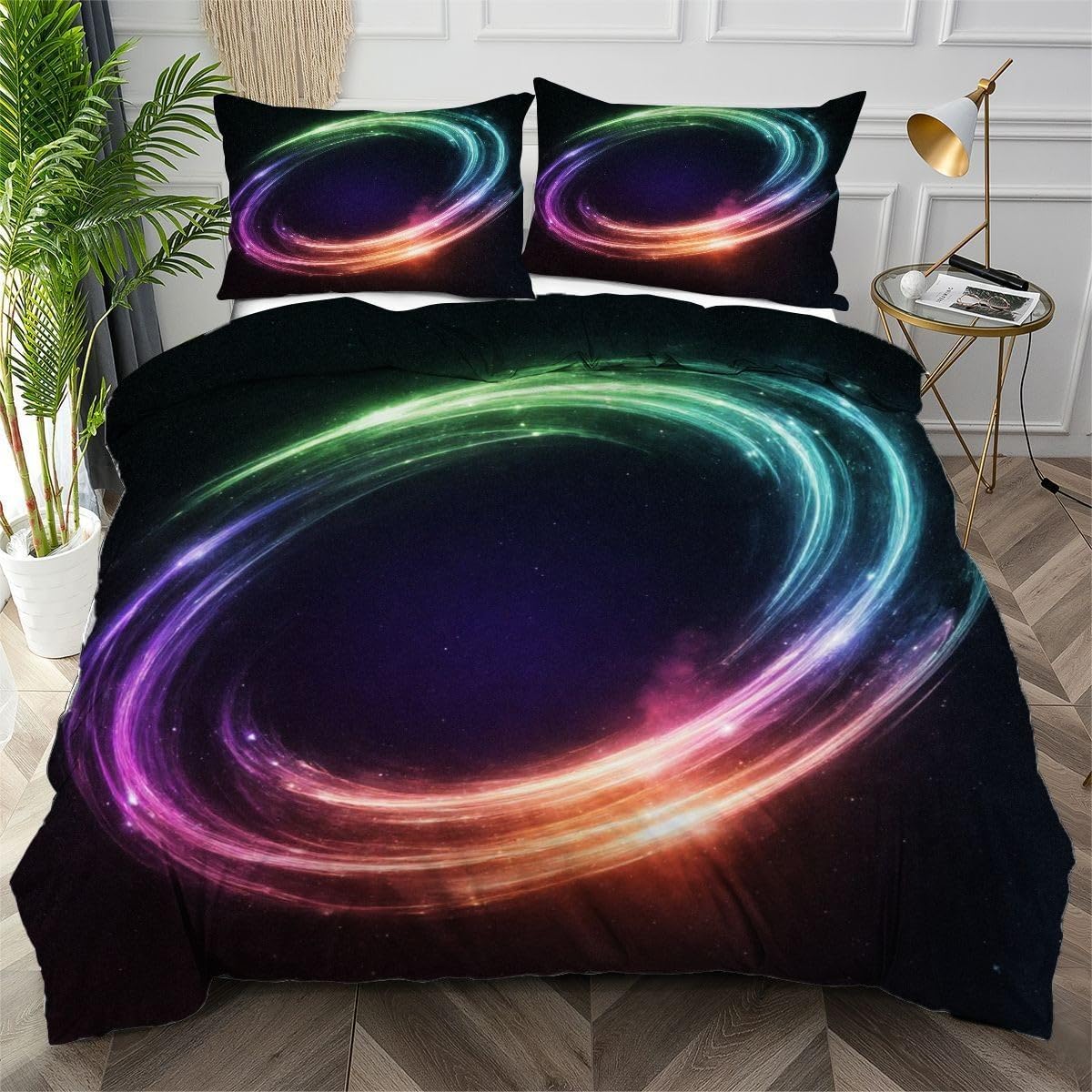 Housse de couette 220x240 pour chambre de dortoir étudiante au motif galaxie