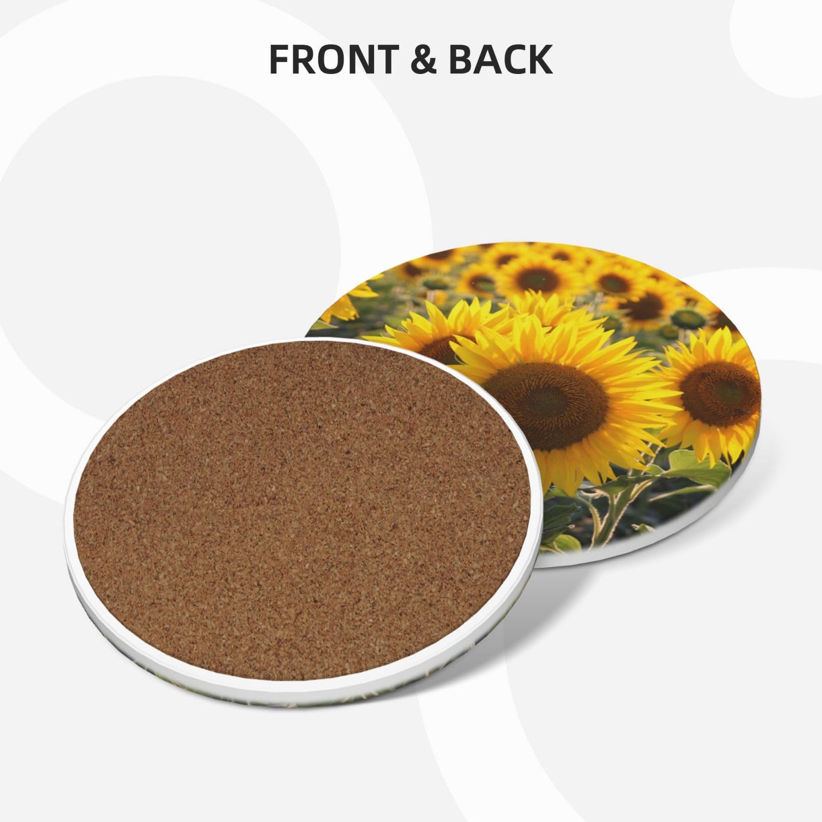 Set di 6 sottobicchieri decorativi in ceramica con stampa floreale giallo girasole