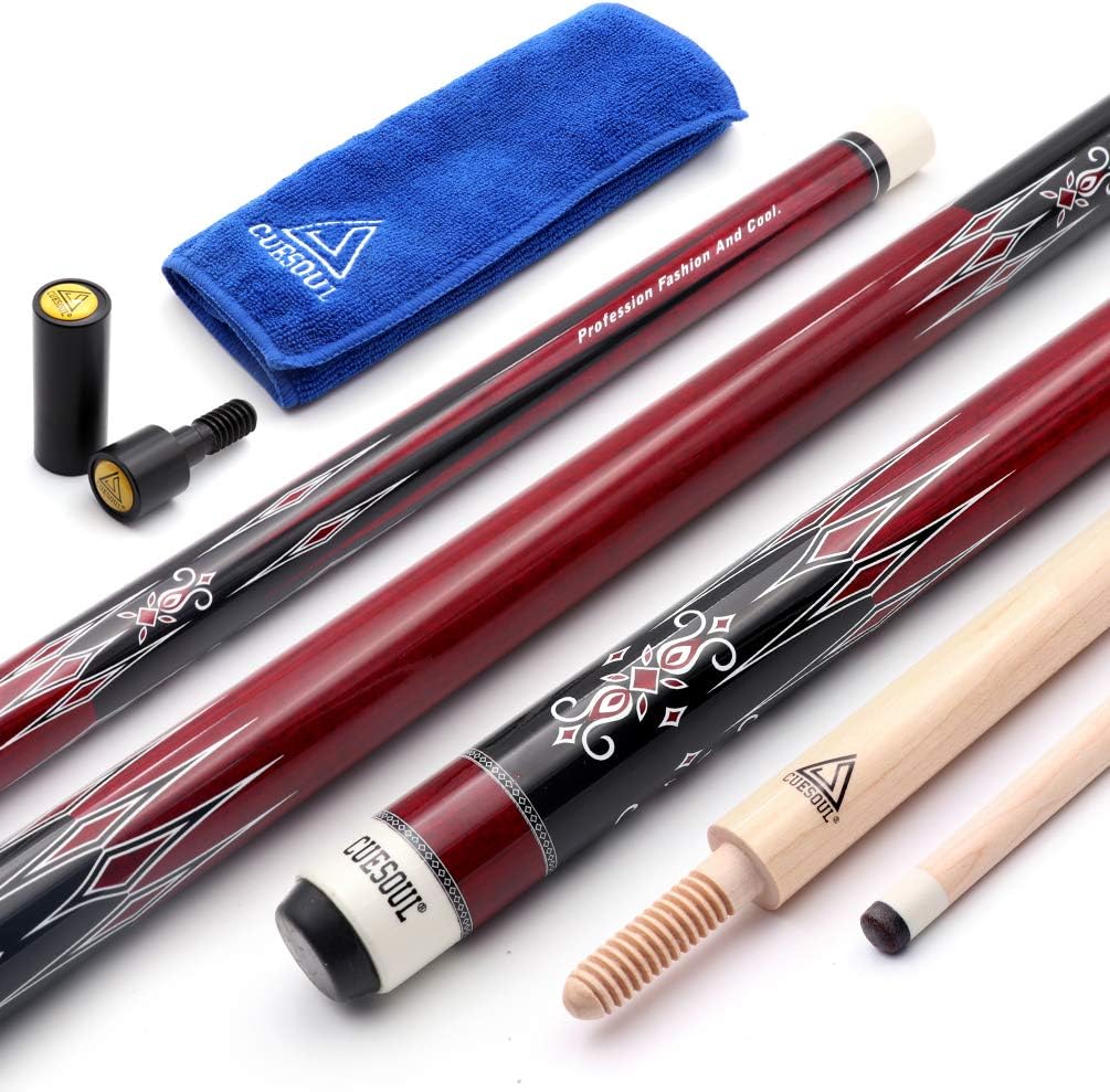 3 Cushion Carom Billiard Cue Red 56inch Weight 18oz,Wooden Joint System