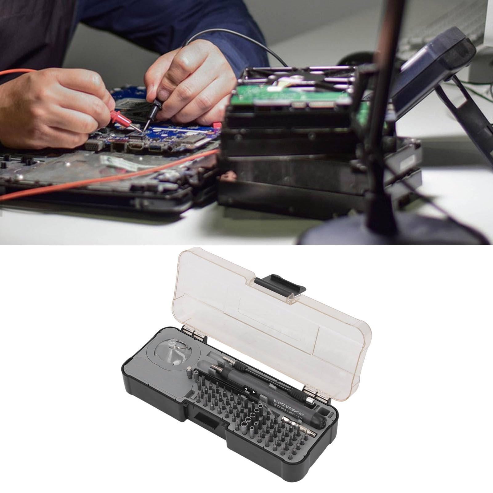 Set di cacciaviti elettrici 88 in 1 Kit di cacciaviti di precisione ricaricabili senza fili da 110 giri/min con torsione regolabile per dispositivi elettronici PC