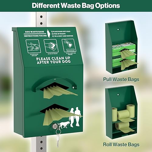 Miniatura 4 de Dispensador de bolsas de aluminio para perros al aire libre con letrero de recogida después de tu perro, dispensador de bolsas de excremento montado