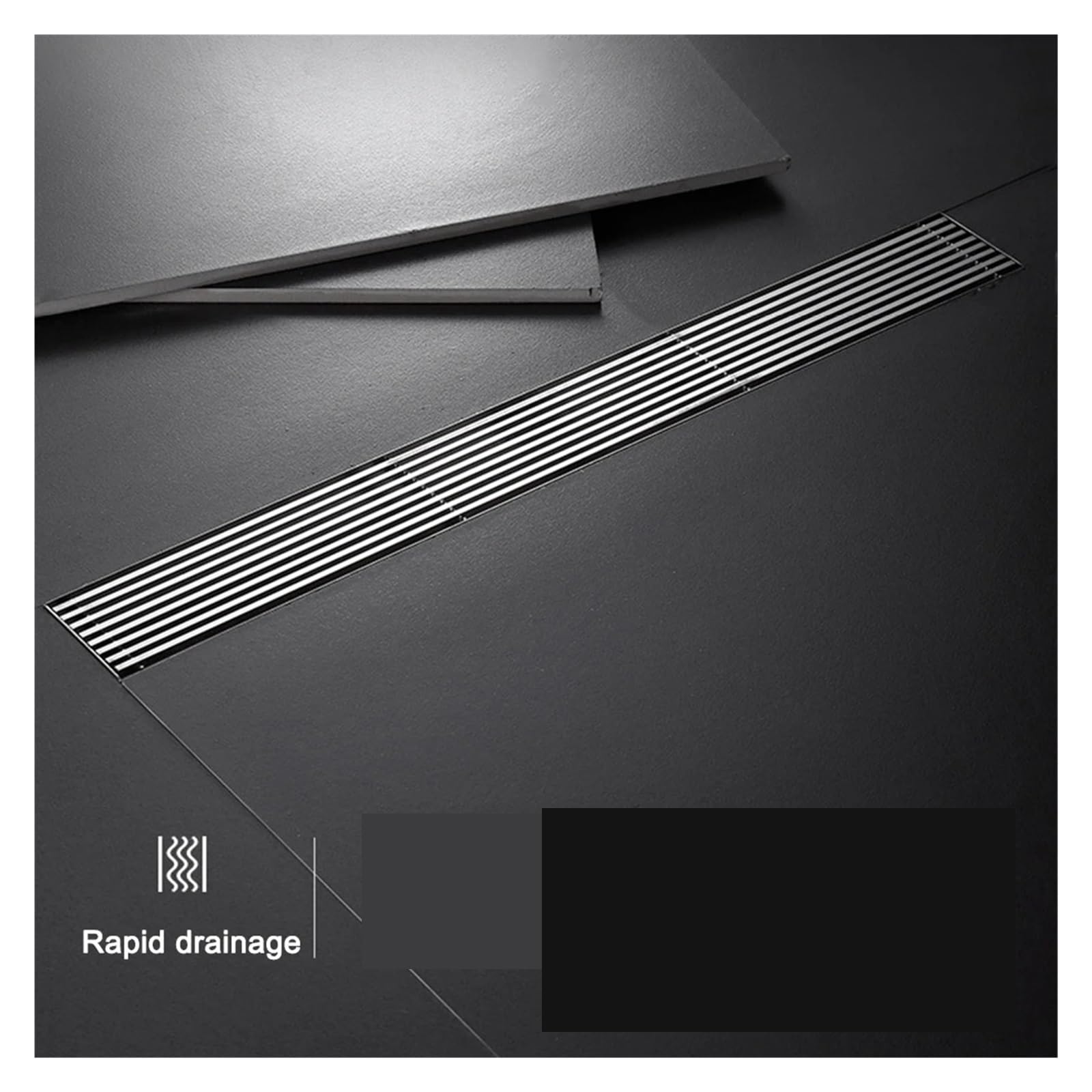 Liniowy odpływ podłogowy ze stali nierdzewnej, 20-100 cm - Prostokątny odpływ do prysznica i łazienki, wysoki przepływ, 30 x 6,8 cm, boczny odpływ wody dla wydajnego przepływu wody.