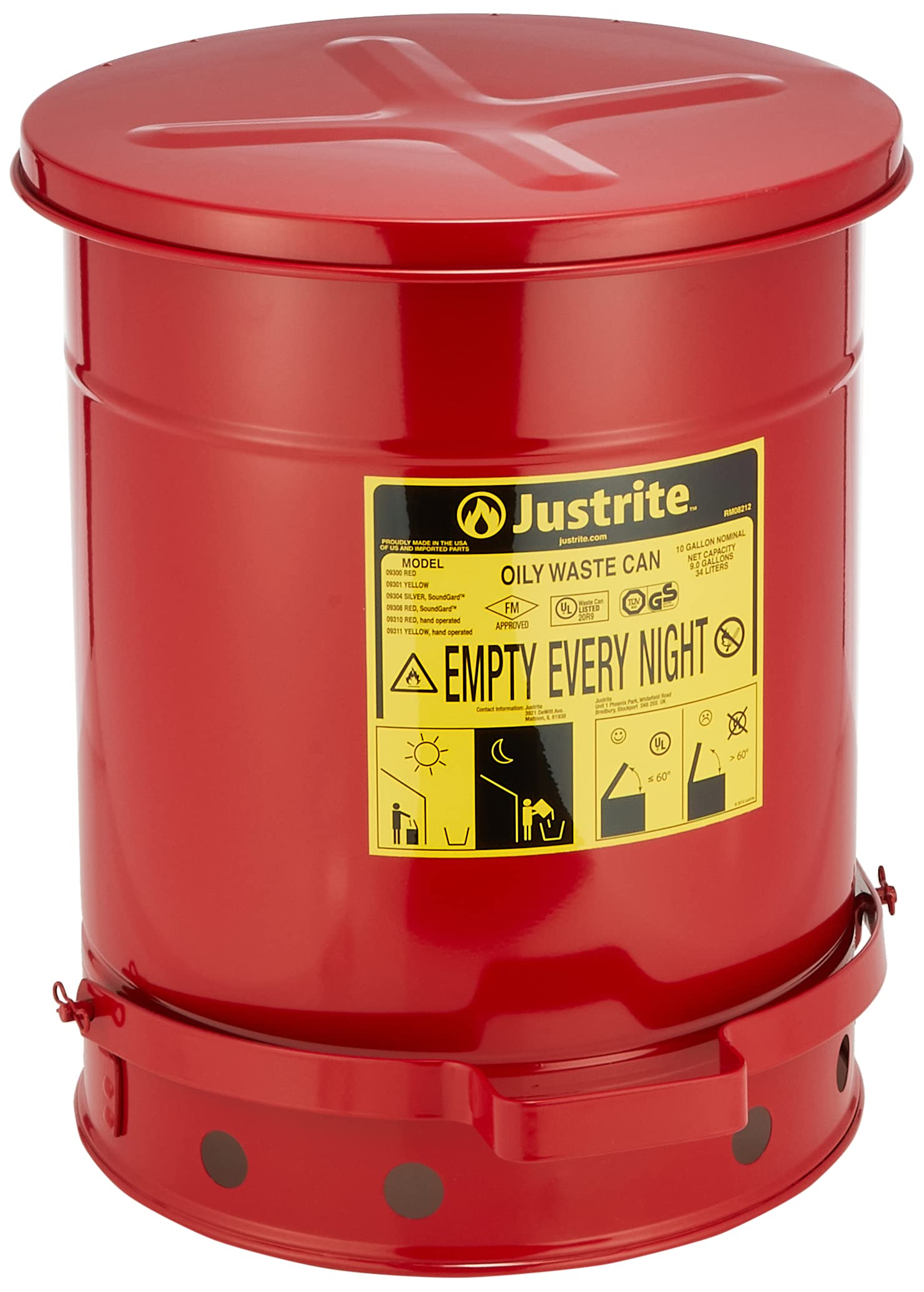 Amazon | JUSTRITE オイリーウエスト缶 J09300 | 業務用ごみ箱 | 産業