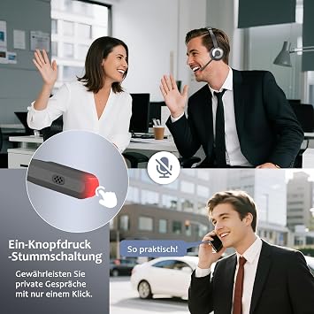 Bluetooth Headset with Microphone Wireless Office Headset with ENC