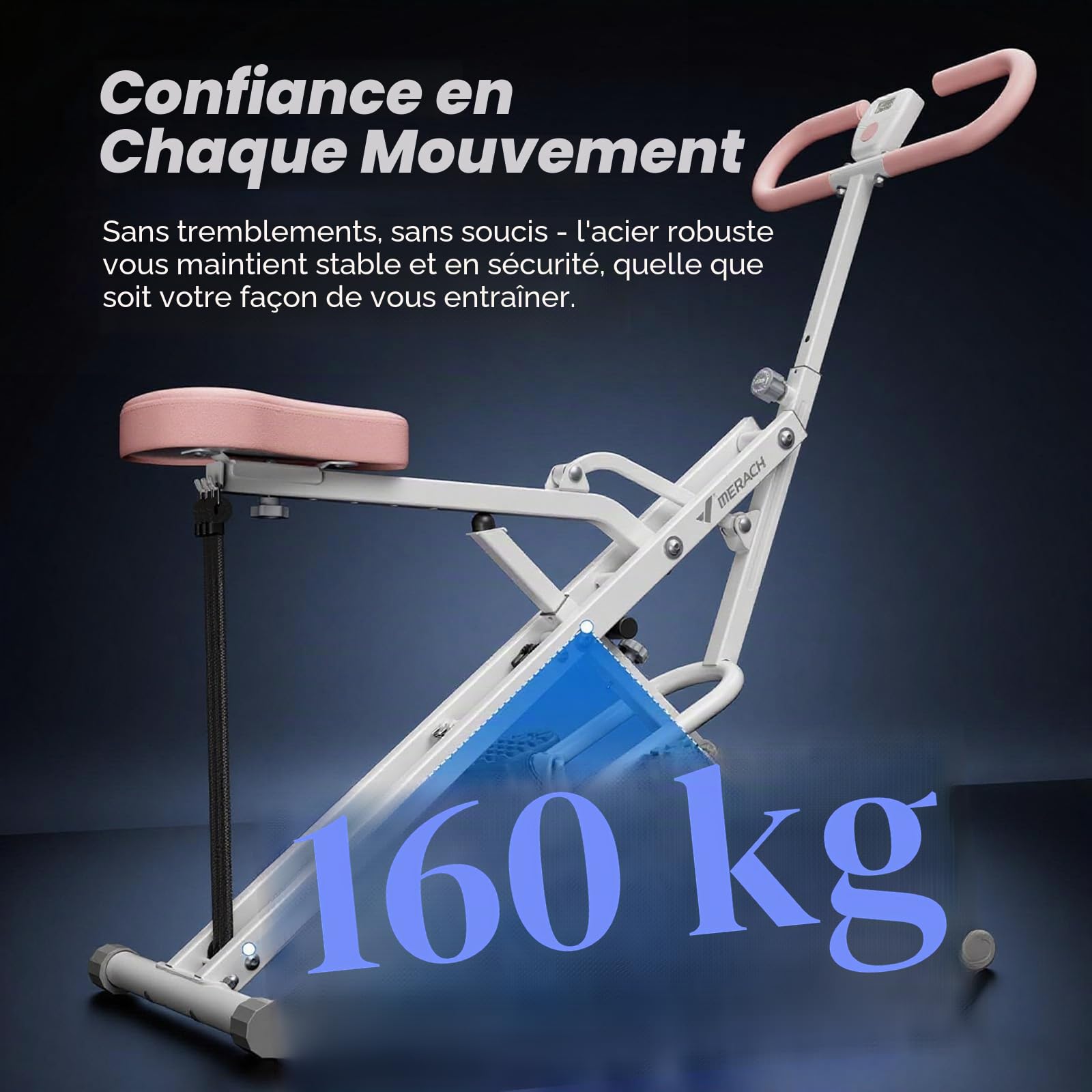 MERACH 2-en-1 Machine à Squats et Rameur, Appareil de Squat Pliable, Machine pour Fessiers, Jambes et Abdominaux, Montage en 10 Min pour la Maison et la Salle de Sport, Charge Max 160KG