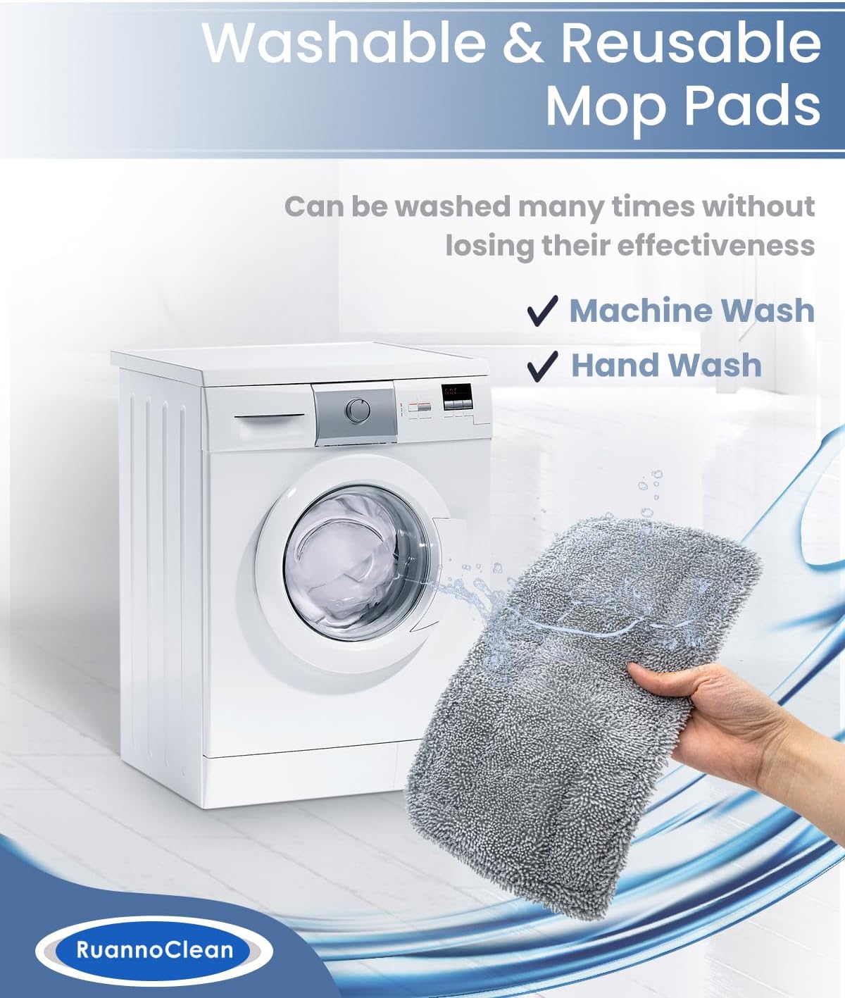 RuannoClean Steam Mop Pads Compatible with GorFanty Steam Mop GF-6610B & GF-6610, Replacement Mop Pads Compatible With Neugo NE033 NE033M Series Steam Mop, Washable & Reusable Microfiber Cloth -4 Pack - Image 7