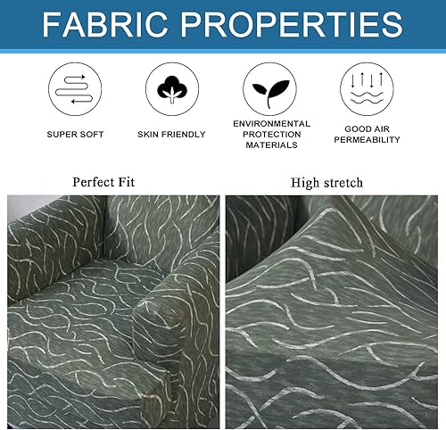 Miniatura 2 de Fundas para silla de ala, 2 piezas, elásticas, de elastano, con respaldo de ala, fundas para sofá, fundas protectoras de muebles, suaves con parte