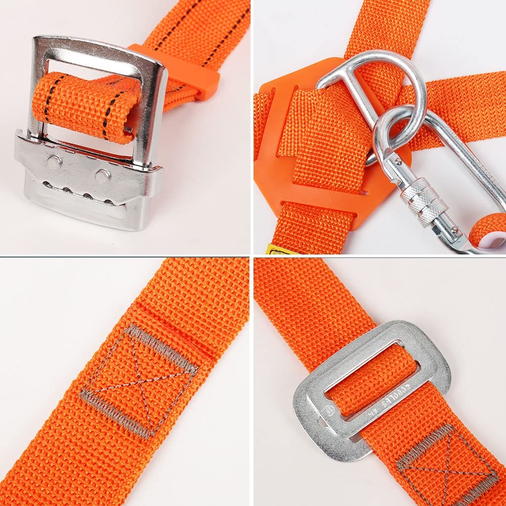 SwaYve Arnés de Protección Contra Caídas, Kits de Arnés de Seguridad, Cinturón de Seguridad de Cuerpo Completo, para Escalada, Montañismo, Rescate Contra Incendios, Rapel/Single Hook/2M