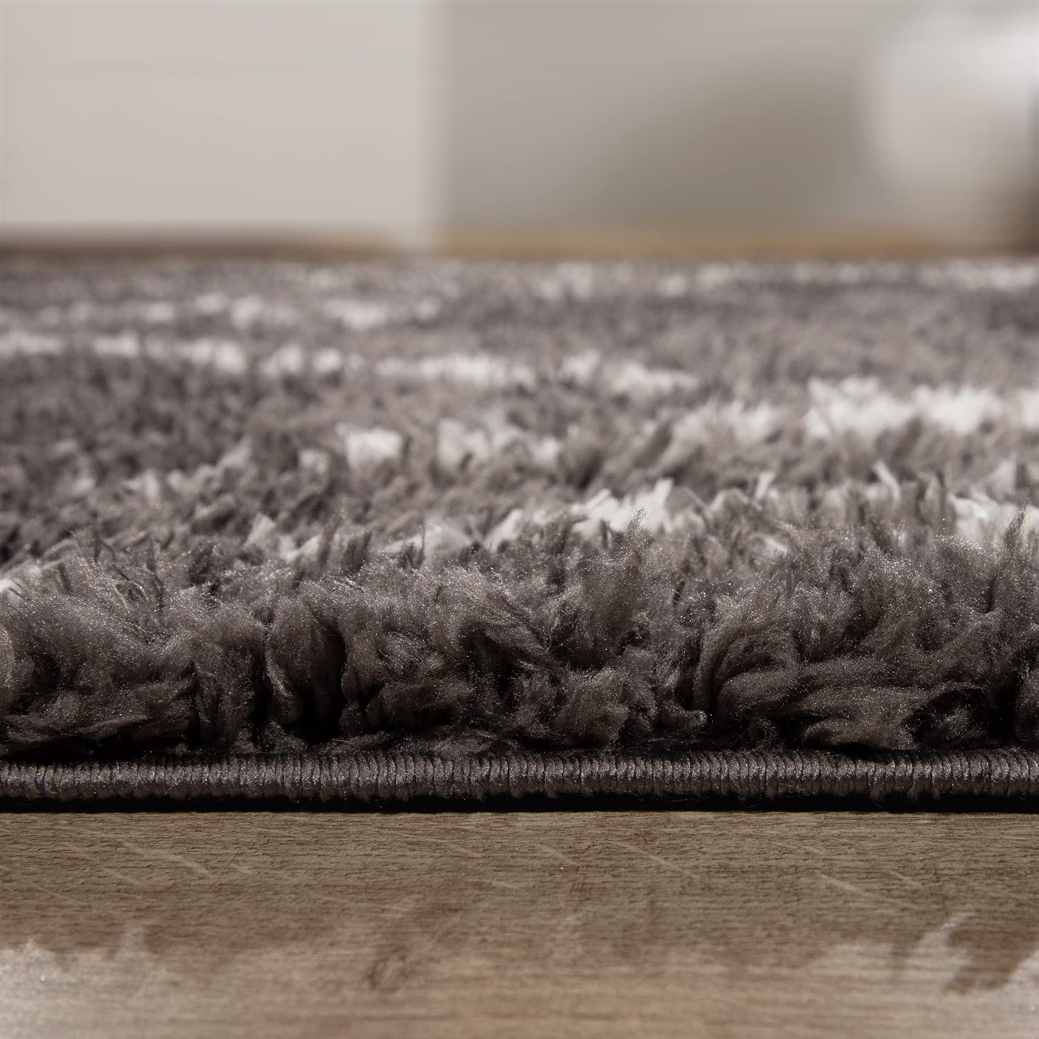 Paco Home Tapis Shaggy Tapis De Salon Tapis Poils Longs Scandinave Franges Moelleux Moderne Poils Longs, Dimension:140x200 cm, Couleur:Anthracite 2