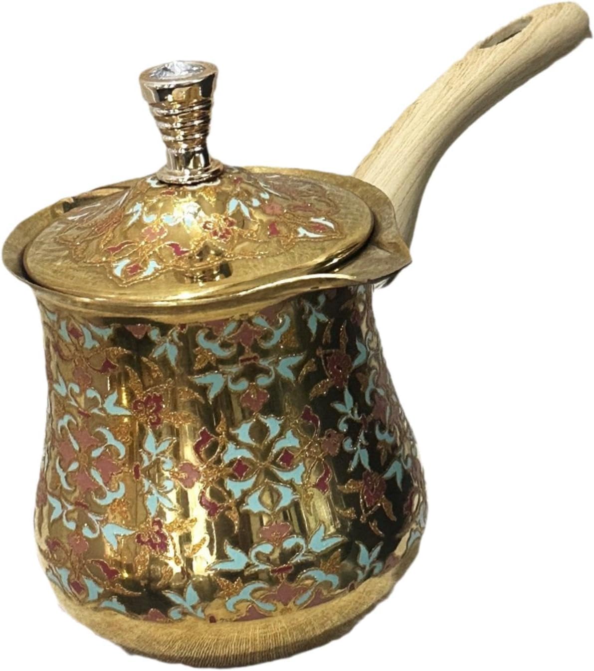 Turkish Coffee Pot Melting Jug Long Handle Teapot Water Kettle Rust Resistant Multipurpose with Lid Milk Warmer Coffee Kettle, Style A, 720ml