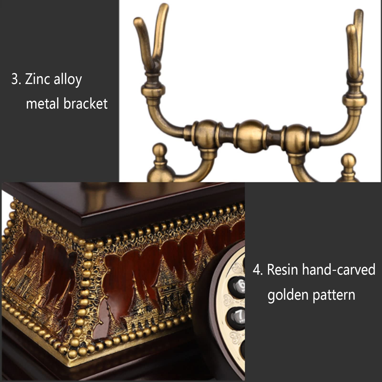 Amazon.co.jp: 木製のレトロな固定電話、コード付き電話、リダイヤル  